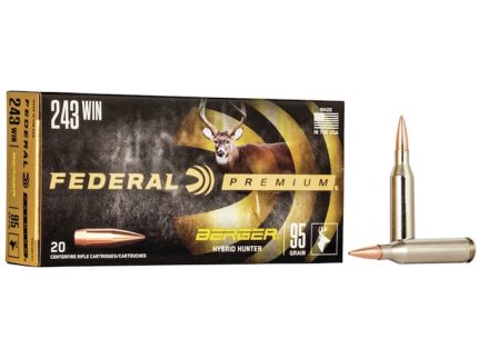 Federal Premium Ammunition 243 Winchester 95 Grain Berger Hybrid Hunter Box of 20