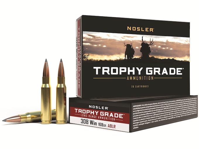 783853.jpg Nosler Trophy Grade Ammunition 308 Winchester 168 Grain AccuBond Long Range Box of 20 - Image 1