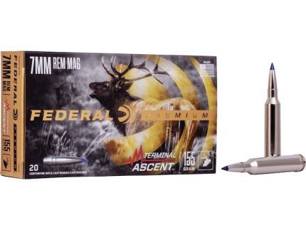 Federal Premium Terminal Ascent Ammunition 7mm Remington Magnum 155 Grain Polymer Tip Bonded Boat Tail