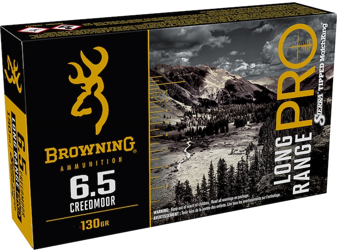 816130.jpg Browning Long Range Pro Match Ammunition 6.5 Creedmoor 130 Grain Sierra MatchKing Hollow Point Boat Tail Box of 20 - Image 1