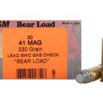 HSM Bear Ammunition 41 Remington Magnum 230 Grain Lead Semi-Wadcutter Gas Check Box of 50