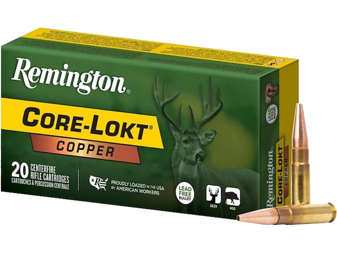 833277.jpg Remington Core-Lokt Copper Ammunition 300 AAC Blackout 120 Grain Solid Hollow Point Lead Free Box of 20 - Image 1