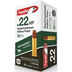 Aguila Super Maximum Ammunition 22 Long Rifle 30 Grain Hyper Velocity Plated Lead Hollow Point