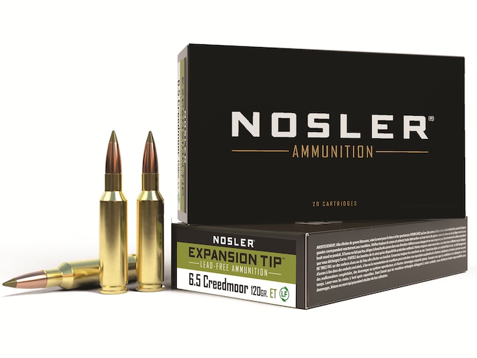 860317.jpg Nosler E-Tip Ammunition 6.5 Creedmoor 120 Grain Polymer Tip Lead-Free Box of 20 - Image 1