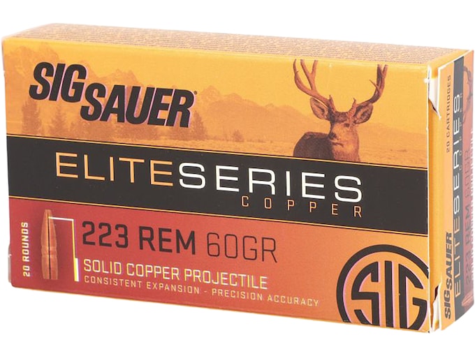 884794.jpg Sig Sauer Elite Performance Hunting HT Ammunition 223 Remington 60 Grain Solid Copper Expanding Lead-Free Box of 20 - Image 1