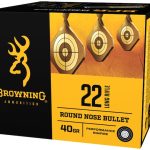 Browning BPR Ammunition 22 Long Rifle 40 Grain Black Plated Lead Round Nose