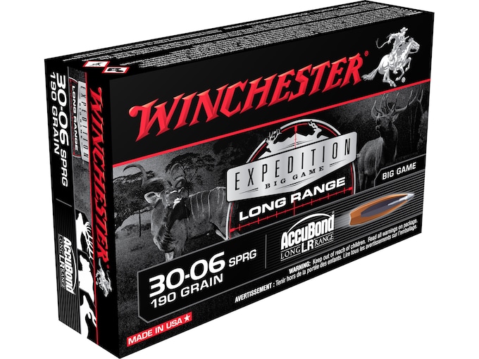 908167.jpg Winchester Expedition Big Game Long Range Ammunition 30-06 Springfield 190 Grain Nosler AccuBond LR Box of 20 - Image 1