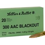 Sellier & Bellot Ammunition 300 AAC Blackout 124 Grain Full Metal Jacket Box of 20