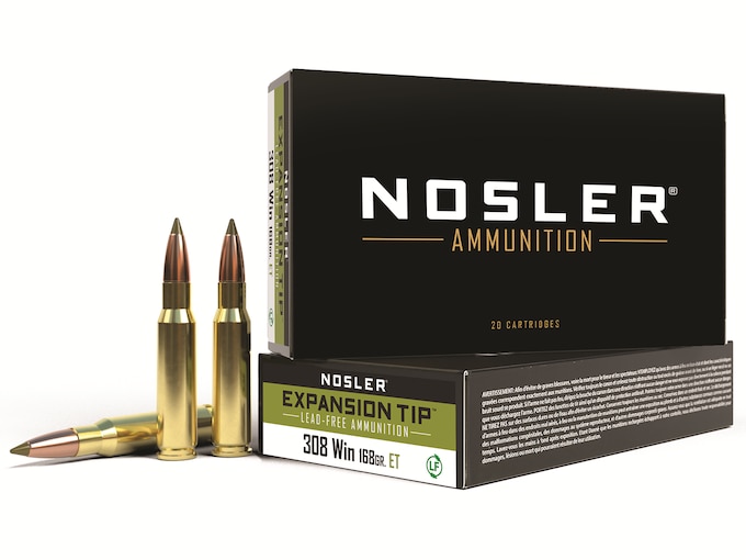 910261.jpg Nosler E-Tip Ammunition 308 Winchester 168 Grain Polymer Tip Lead-Free Box of 20 - Image 1