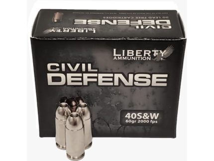 Liberty Civil Defense Ammunition 40 S&W 60 Grain Fragmenting Hollow Point Lead-Free Box of 20