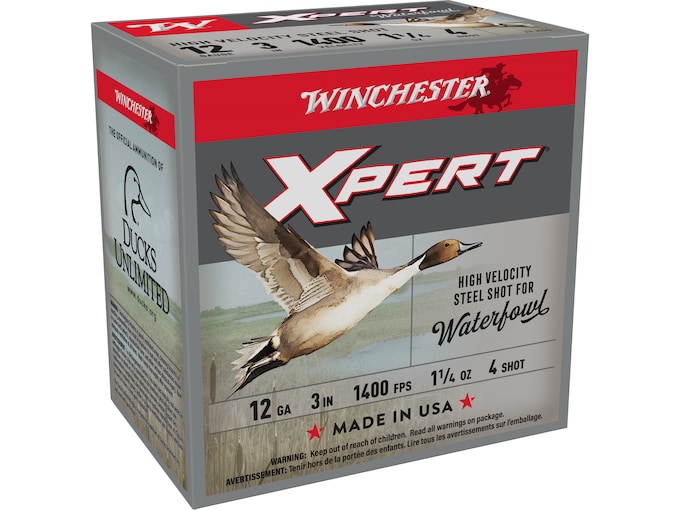 914551.jpg Winchester Xpert High Velocity Ammunition 12 Gauge 3" 1-1/4 oz #4 Non-Toxic Plated Steel Shot - Image 1