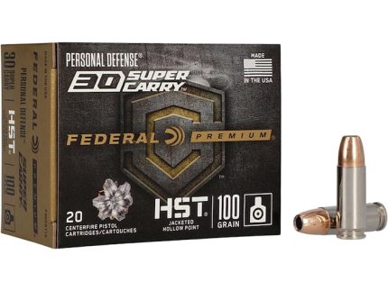 Federal Premium Personal Defense Ammunition 30 Super Carry 100 Grain HST Jacketed Hollow Point Box of 20