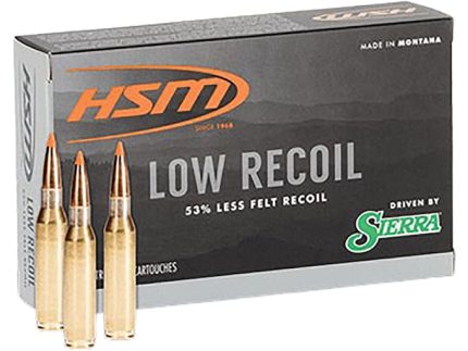 HSM Low Recoil Ammunition 308 Winchester 150 Grain Sierra Tipped Spitzer Boat Tail Box of 20