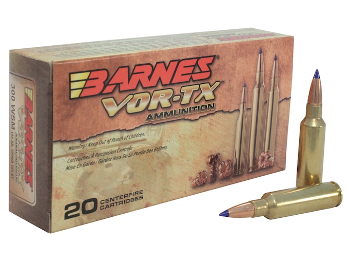 949187.jpg Barnes VOR-TX Ammunition 300 Winchester Short Magnum (WSM) 150 Grain TTSX Polymer Tipped Spitzer Boat Tail Lead-Free Box of 20 - Image 1