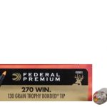 Federal Premium Ammunition 270 Winchester 130 Grain Trophy Bonded Tip Box of 20