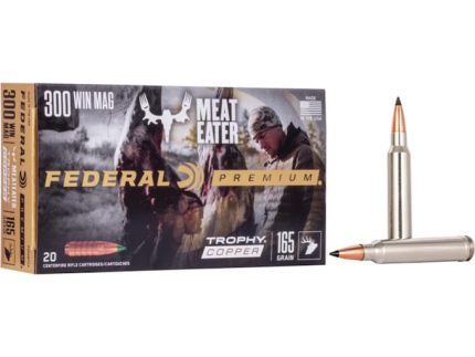 Federal Premium Meat Eater Ammunition 300 Winchester Magnum 165 Grain Trophy Copper Tipped Boat Tail Lead-Free Box of 20