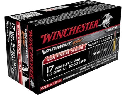 Winchester Varmint High Velocity Ammunition 17 Winchester Super Magnum 20 Grain Hornady V-MAX