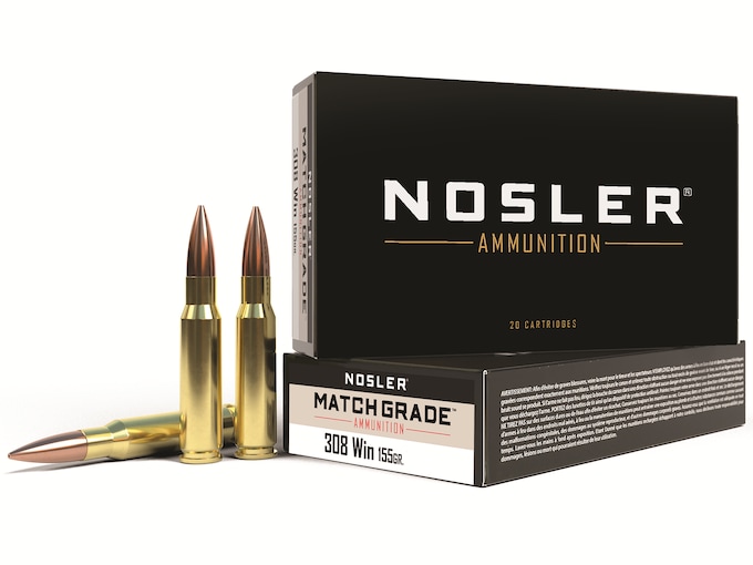 980834.jpg Nosler Match Grade Ammunition 308 Winchester 155 Grain Custom Competition Box of 20 - Image 1