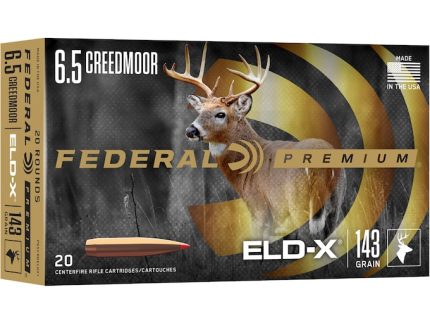 Federal Premium Ammunition 6.5 Creedmoor 143 Grain Hornady ELD-X Polymer Tip Box of 20