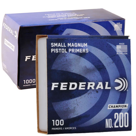 Federal-Small-Pistol-Magnum-Primers-200.jpg Federal Small Pistol Magnum Primers #200 - Image 1